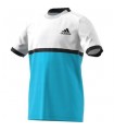 Adidas B court tee Junior Bleu /Blanc | My-squash.com