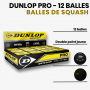 Boîte de 12 balles de squash Dunlop Pro | My-Squash.com
